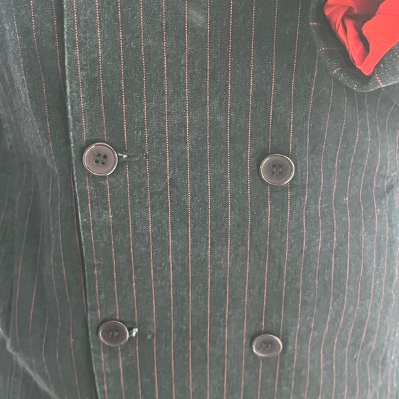 Vintage Esprit Denim Blazer Pea Coat M L navy blue red pinstripes - Picture 11 of 14